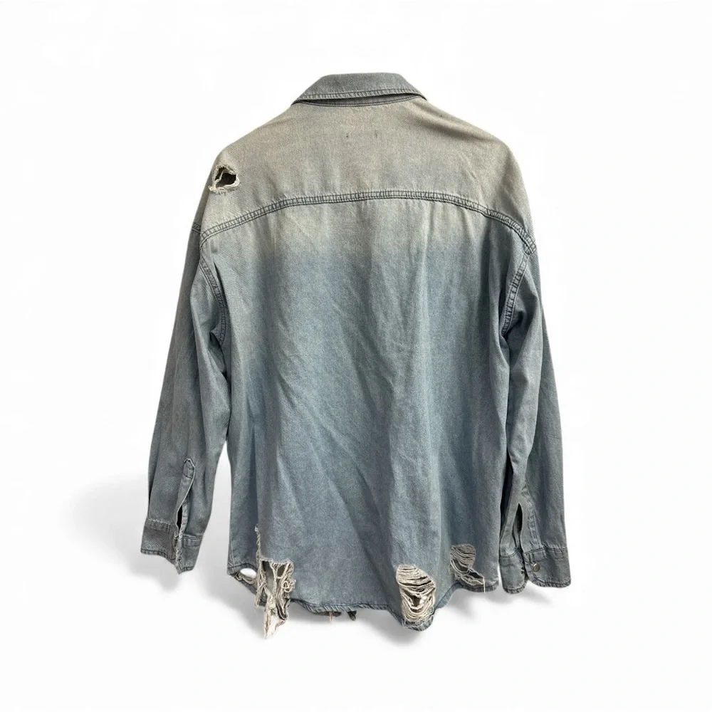 Boohoo Light Blue Distressed Jean Jacket